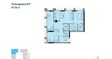 4-к. квартира, 91&nbsp;м²