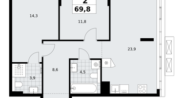 2-к. квартира, 69&nbsp;м²