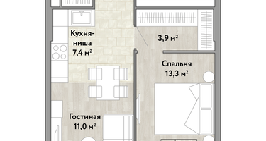 Студия, 47 м²