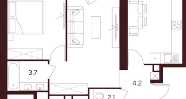 2-к. квартира, 54&nbsp;м²