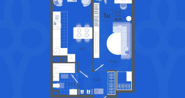1-к. квартира, 45&nbsp;м²