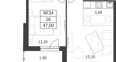 2-к. квартира, 47&nbsp;м²