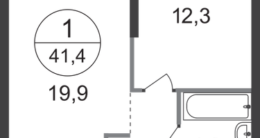 1-к. квартира, 41&nbsp;м²