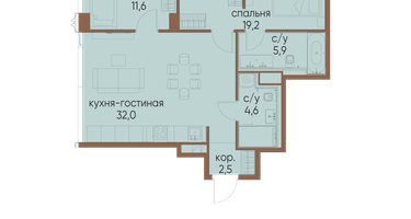 2-к. квартира, 75 м²