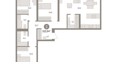 3-к. квартира, 112&nbsp;м²