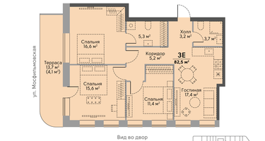 3-к. квартира, 83 м²