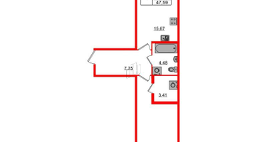 1-к. квартира, 47&nbsp;м²