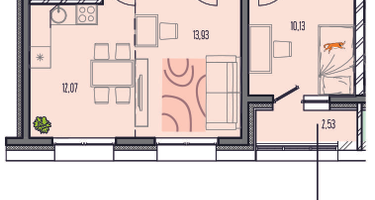 2-к. квартира, 56&nbsp;м²