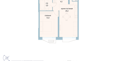1-к. квартира, 45 м²