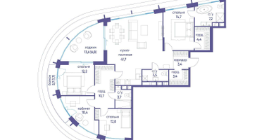 1-к. квартира, 136&nbsp;м²