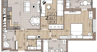2-к. квартира, 67&nbsp;м²