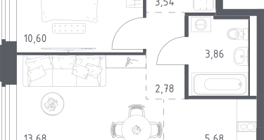 Студия, 40&nbsp;м²