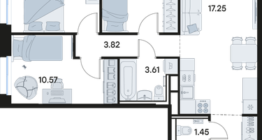 3-к. квартира, 65 м²