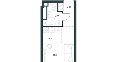 Студия, 17&nbsp;м²