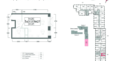 1-к. квартира, 31&nbsp;м²