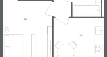 1-к. квартира, 38&nbsp;м²