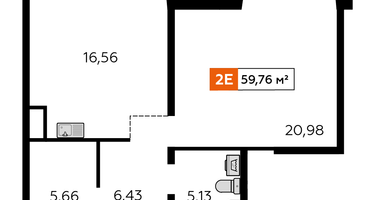 1-к. квартира, 59&nbsp;м²