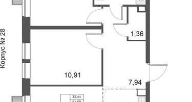 3-комнатная квартира, 51&nbsp;м²