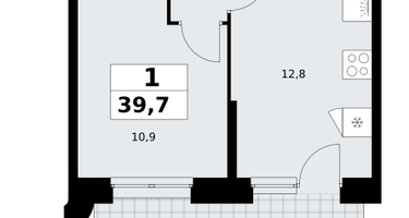 1-к. квартира, 39&nbsp;м²