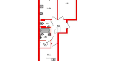2-к. квартира, 54&nbsp;м²