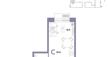 1-к. квартира, 24 м²
