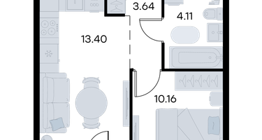 1-к. квартира, 32&nbsp;м²