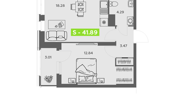 Студия, 41&nbsp;м²