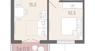 1-к. квартира, 32 м²