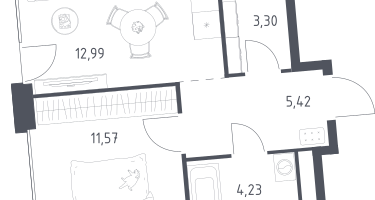 1-к. квартира, 37&nbsp;м²
