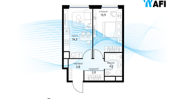 1-к. квартира, 40 м²