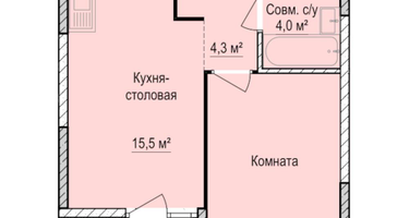 1-к. квартира, 37&nbsp;м²