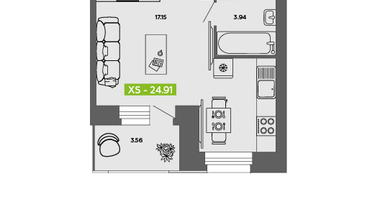 Студия, 24&nbsp;м²