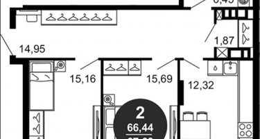 2-к. квартира, 67,7&nbsp;м²