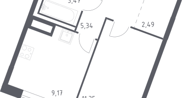 1-к. квартира, 31&nbsp;м²