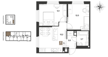 2-к. квартира, 46&nbsp;м²
