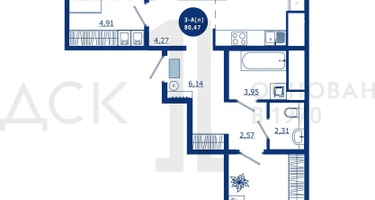 3-к. квартира, 80&nbsp;м²