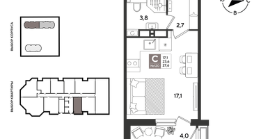 Студия, 27&nbsp;м²