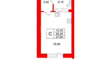 Студия, 28&nbsp;м²