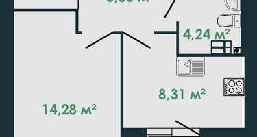 1-к. квартира, 37&nbsp;м²