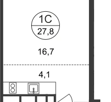 Студия, 27 м²