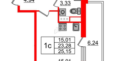 Студия, 23 м²