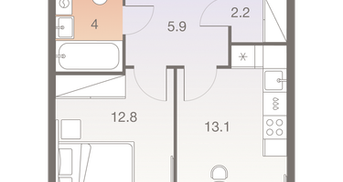 1-к. квартира, 38 м²