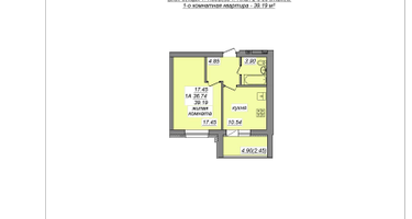 1-к. квартира, 39&nbsp;м²