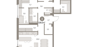 2-к. квартира, 139 м²
