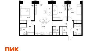 3-к. квартира, 80&nbsp;м²