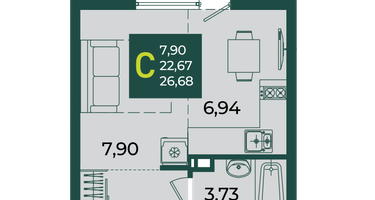 Студия, 26&nbsp;м²