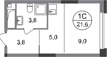 Студия, 21&nbsp;м²