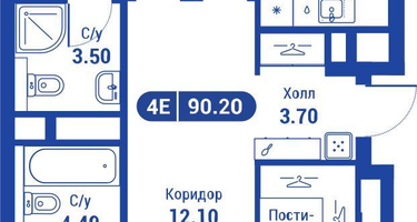 4-к. квартира, 89&nbsp;м²