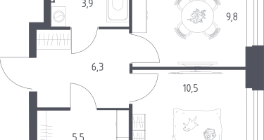 1-к. квартира, 35&nbsp;м²
