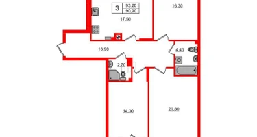 3-к. квартира, 93&nbsp;м²